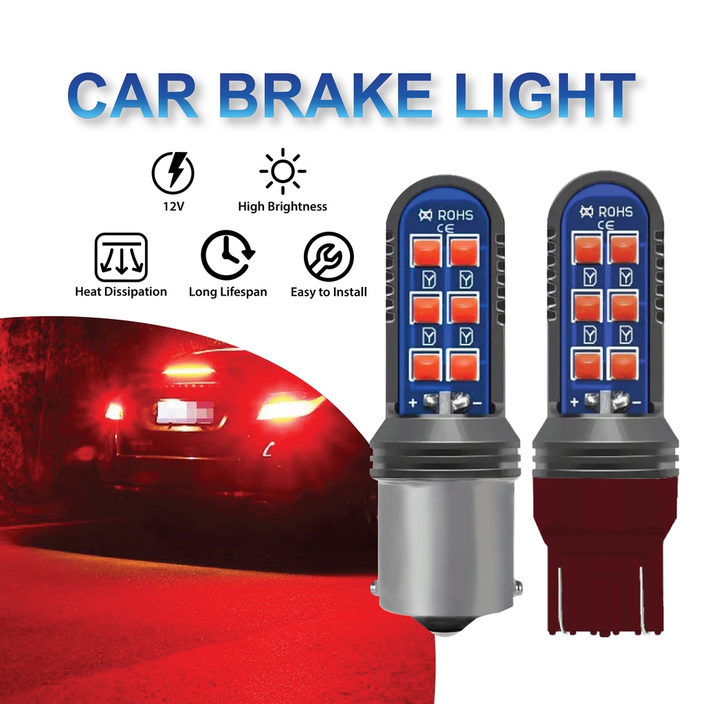 2PCS 12SMD Car Brake Light Flash & Nonflash 1156/P21W 1157/P215W T20