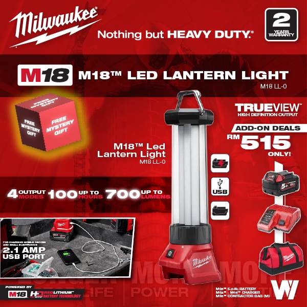 MILWAUKEE M18 LED Lantern Light M18 LL 0 Shopee Malaysia