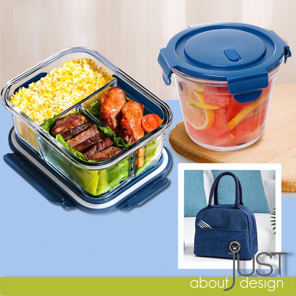 🔥 Lunch Box with Bag Set for Adult Glass Microwave Safe Bekal Makanan