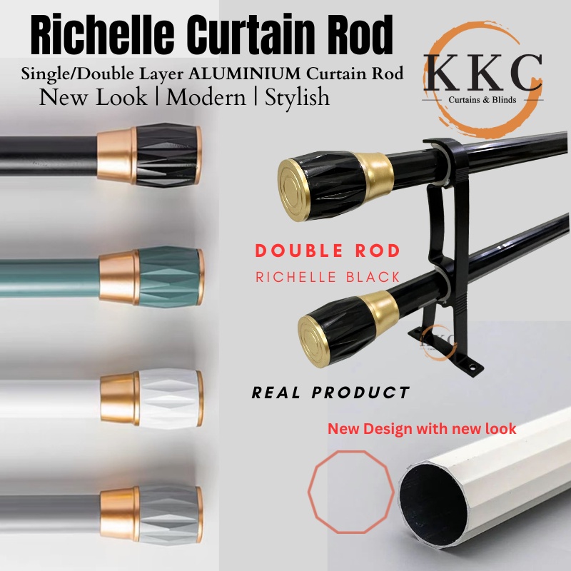KKC RICHELLE DOUBLE Aluminium Curtain Rod/ Kayu Langsir Aluminium /Rod