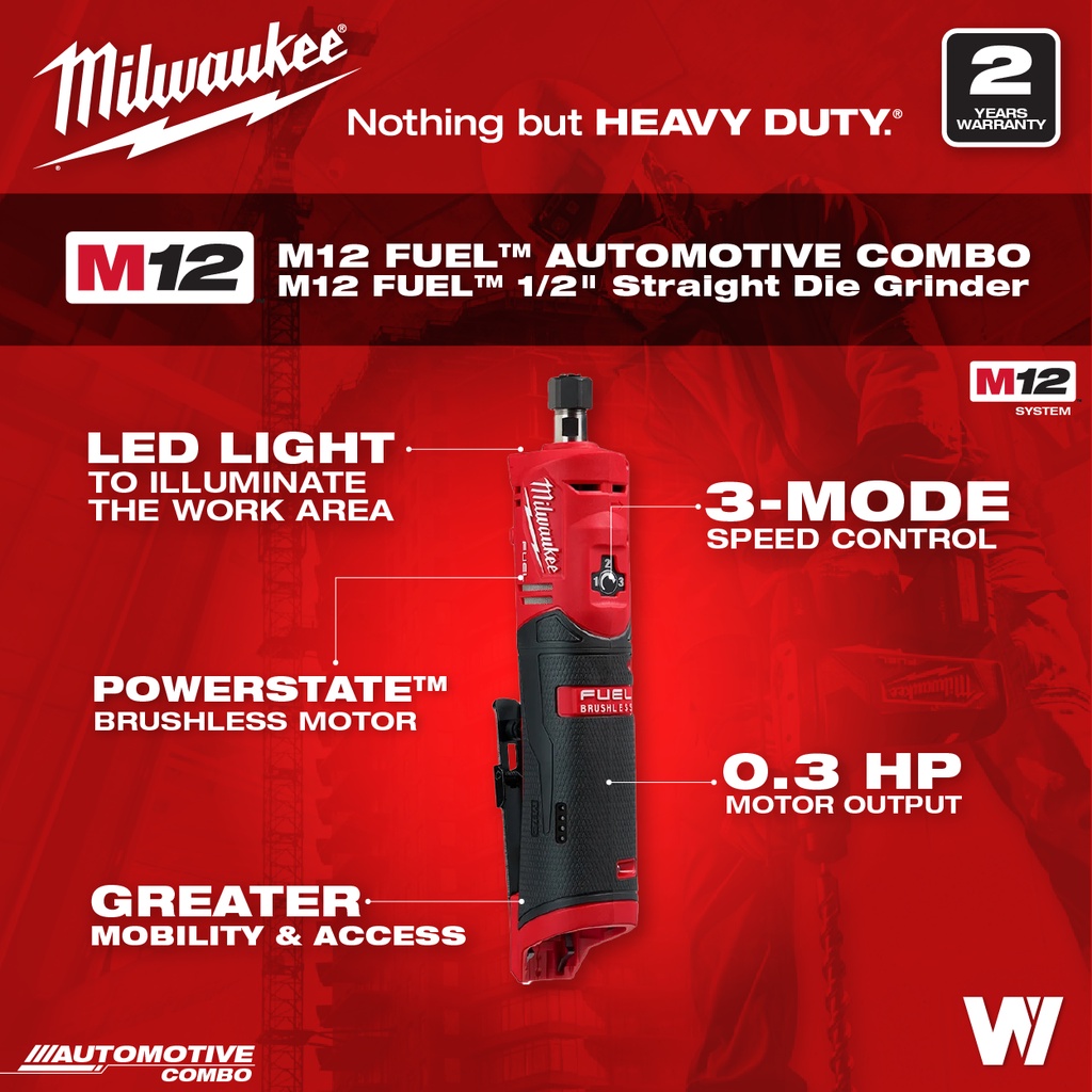 Milwaukee M12 Fuel Straight Die Grinder M12 FDGS Shopee Malaysia