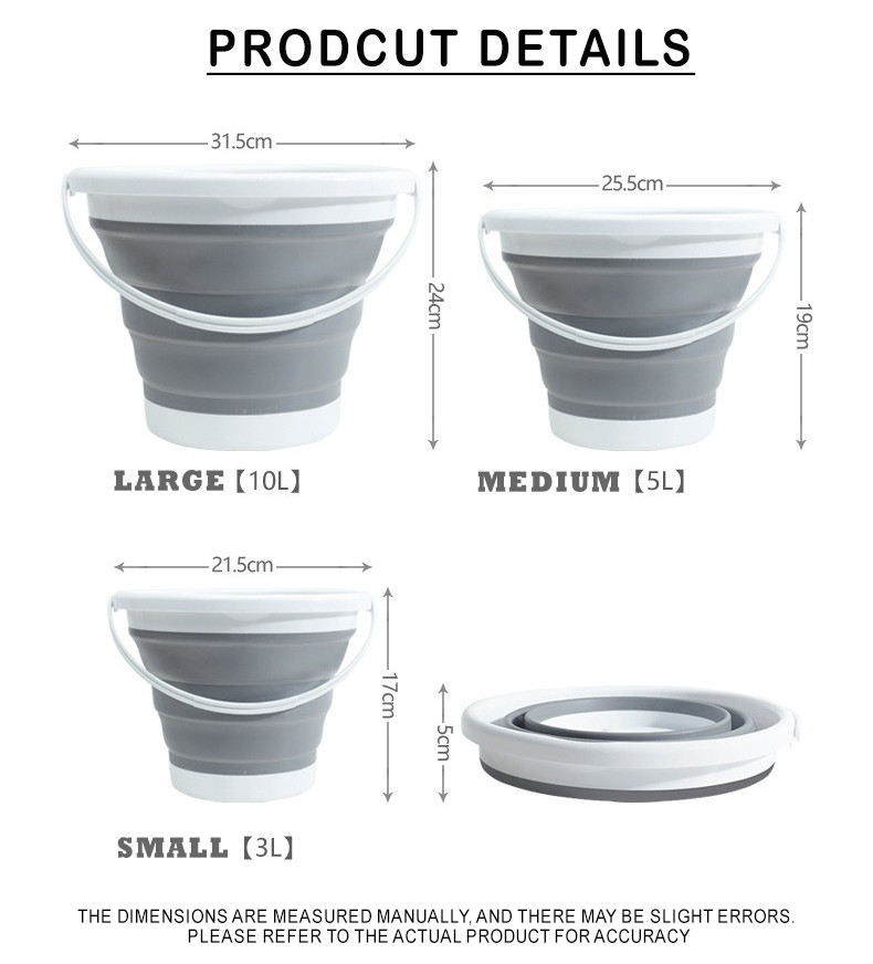 Foldable Collapsible Portable Water Bucket with Handle Collapsible Pail ...