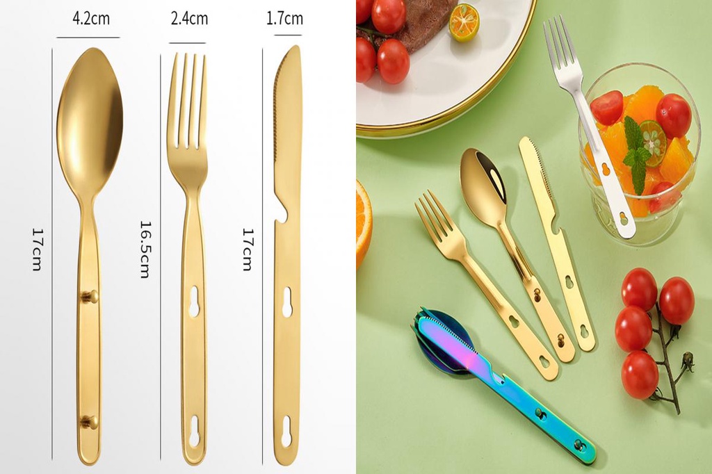 smiles| 3Pcs Cutlery Set Stacking Storage Design Integrated Molding ...