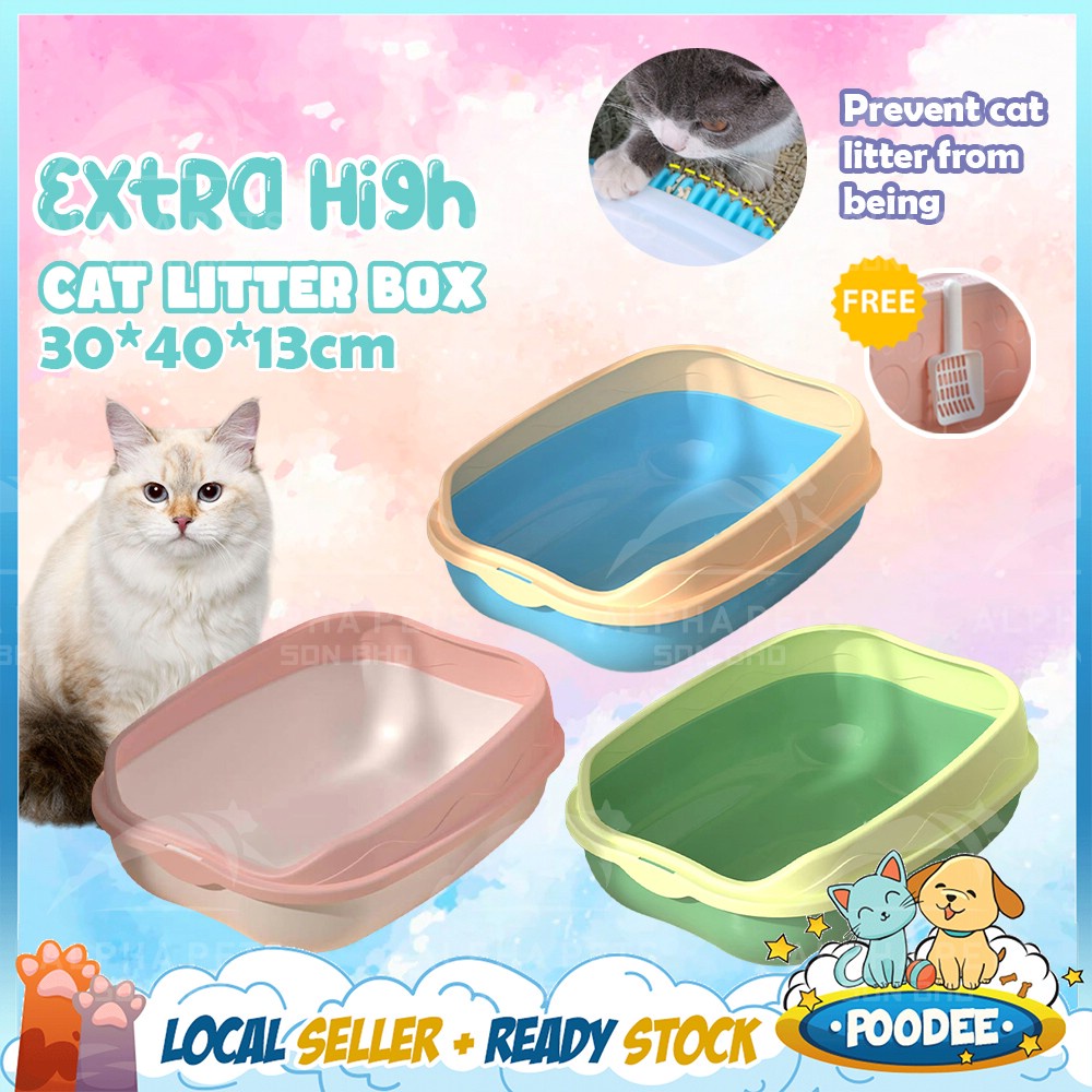 POODEE 40cm Square INS Style No Mess Classic Cat Litter Box Cat Litter ...