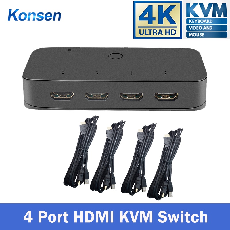 4k Hdmi Usb Kvm Switch 4x1 2x1 Hdmi Kvm 4 In 1 Out Shared Usb Keyboard And Mouse Display Switch 4059