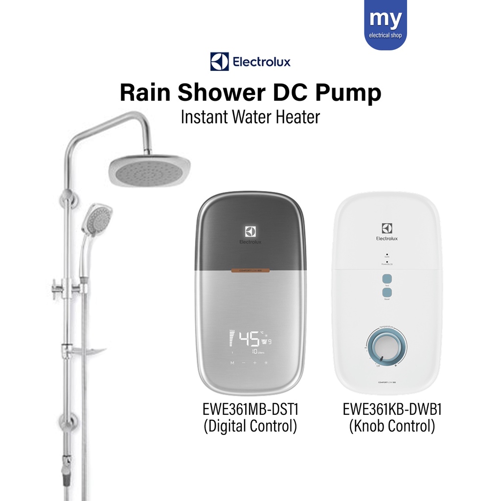 Electrolux DC Pump Rain Shower Water Heater EWE361MBDST1 EWE361KBDWB1