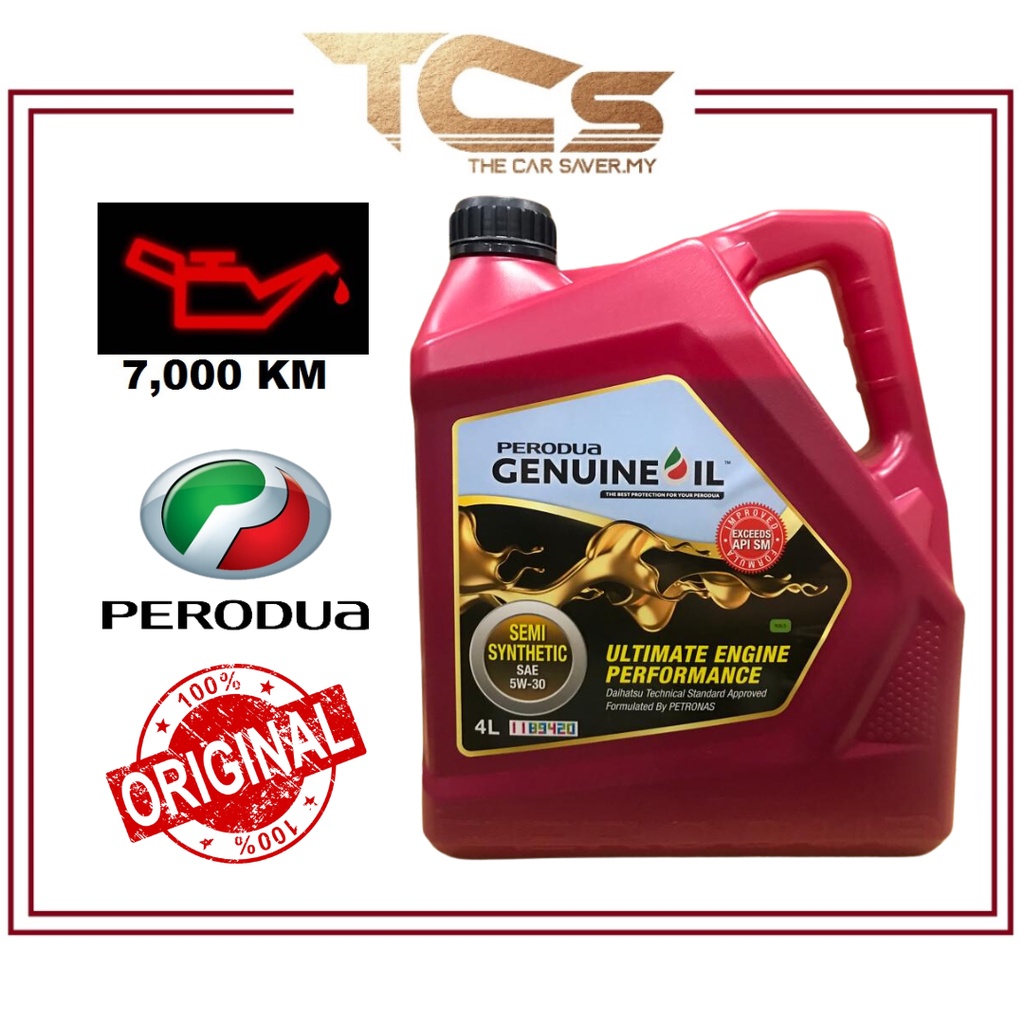 100% ORIGINAL PERODUA SEMI SYNTHETIC SAE 5W30 ENGINE OIL 4L | Shopee ...
