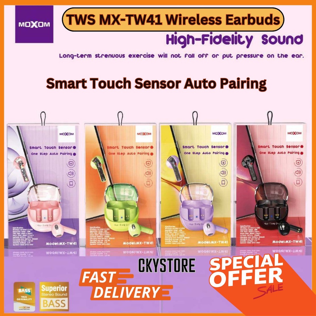 Moxom TW41 Smart Touch Sensor One Step Auto Pairing TWS Wireless ...