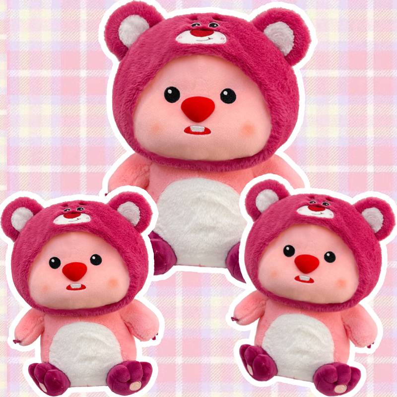 35cm-60cm Pink Strawberry Teddy Bear Plush Toy Cute Loopy Cosplay