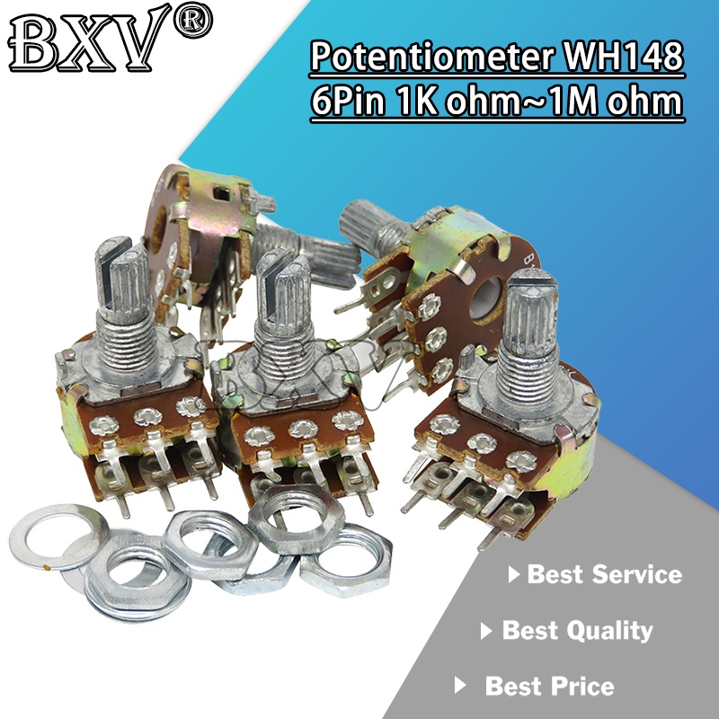 5PCS WH148 B1K B2K B5K B10K B20K B50K B100K B500K 6PIN Shaft Amplifier ...