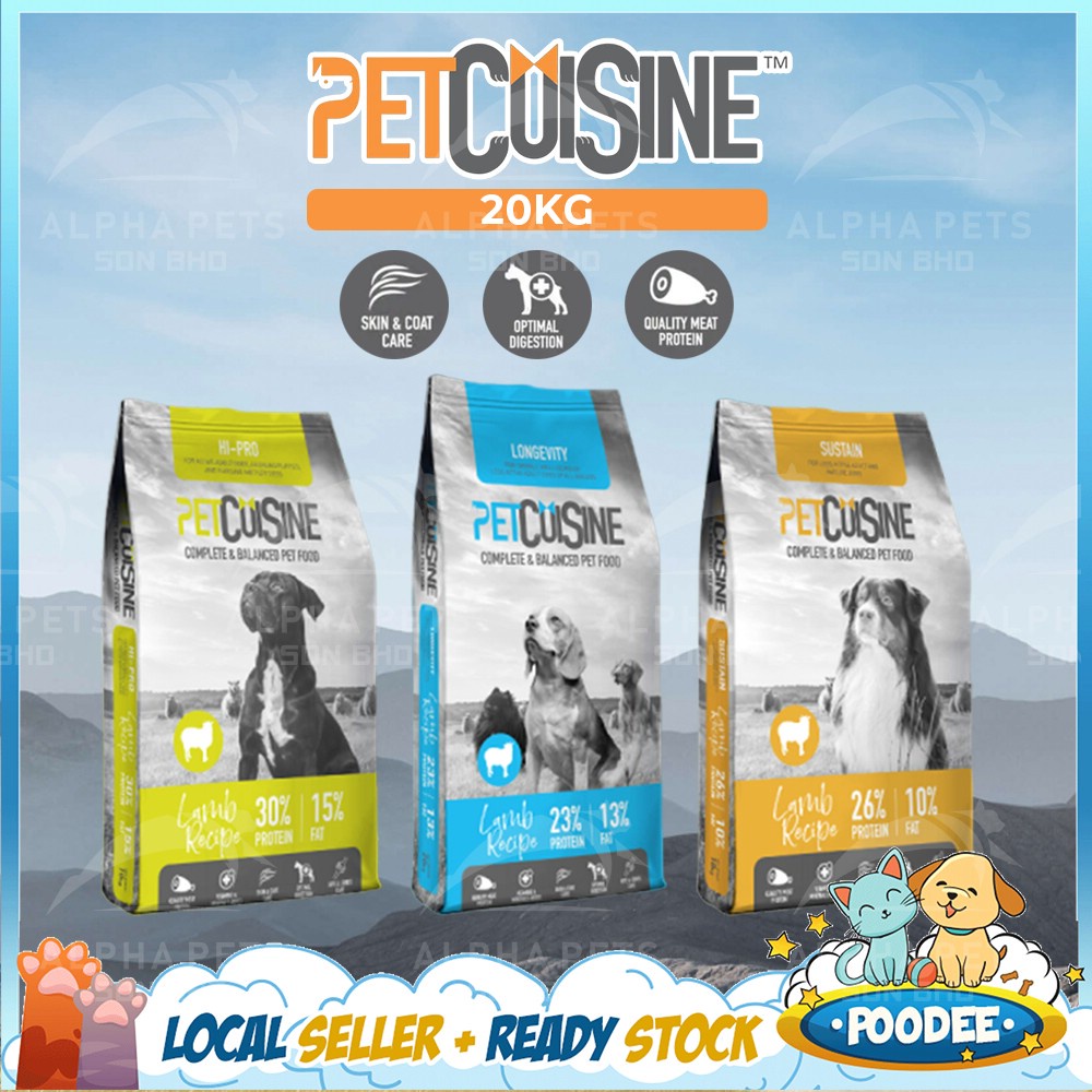 POODEE Pet Cuisine Dog Dry Food 20KG Lamb Recipe Dog Food For All Life
