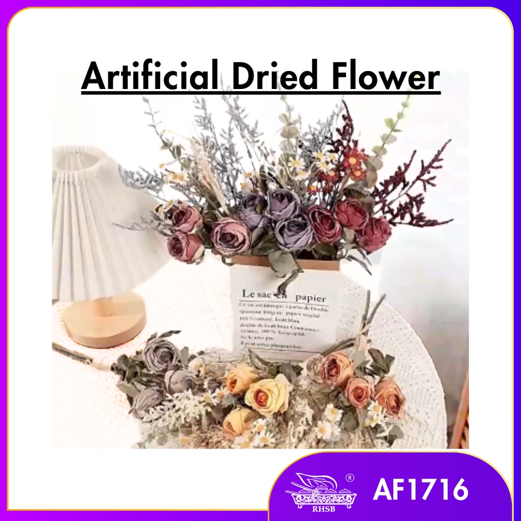 ARTIFICIAL NATURAL DRIED ROSE / FLOWER BOUQUET / AUTUMN SIMULATED BURNT