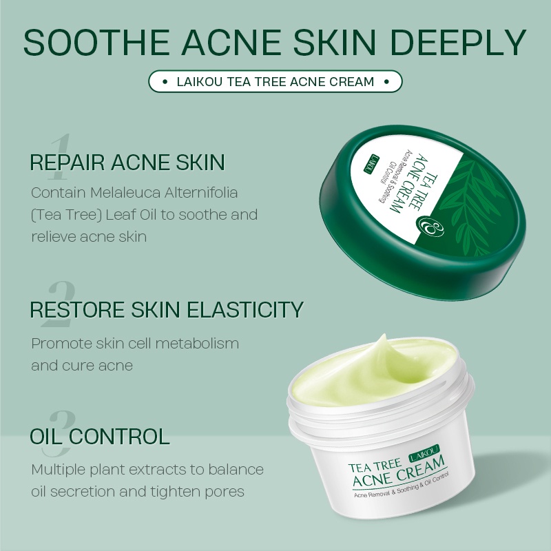 LAIKOU Tea Tree Acne Cream Acne Removal Soothing Oil Control Cream 20g Shopee Malaysia
