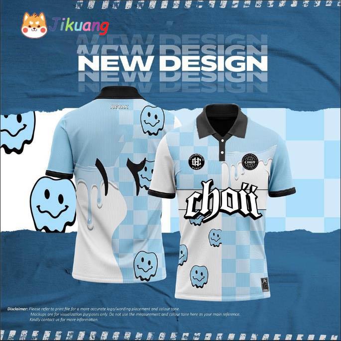 Choii Jersey 2024 Fresh design Blue smiley face full sublimation POLO ...
