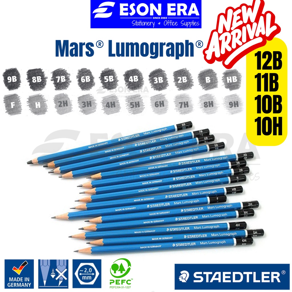 1pc Staedtler Mars Lumograph Sketching Pencil Artist Professional Drawing  Graphite Pencil 12B-10H Lead Grade