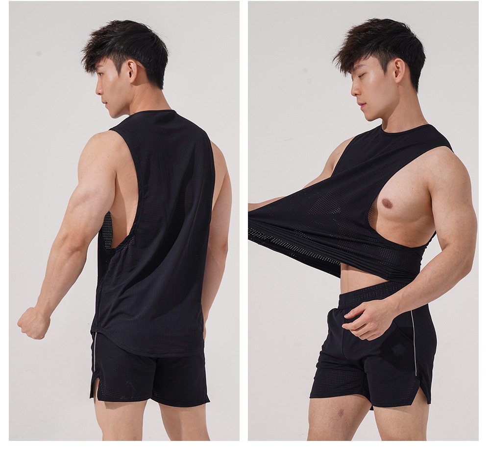 HUBOR Summer Men's Tank Top Sports Training Vest Mesh Breathable Large