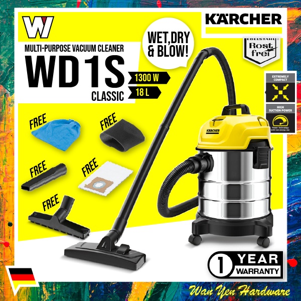 (new Model) Karcher Wd1s Vacuum Cleaner Stainless Steel Vacuum Kereta 