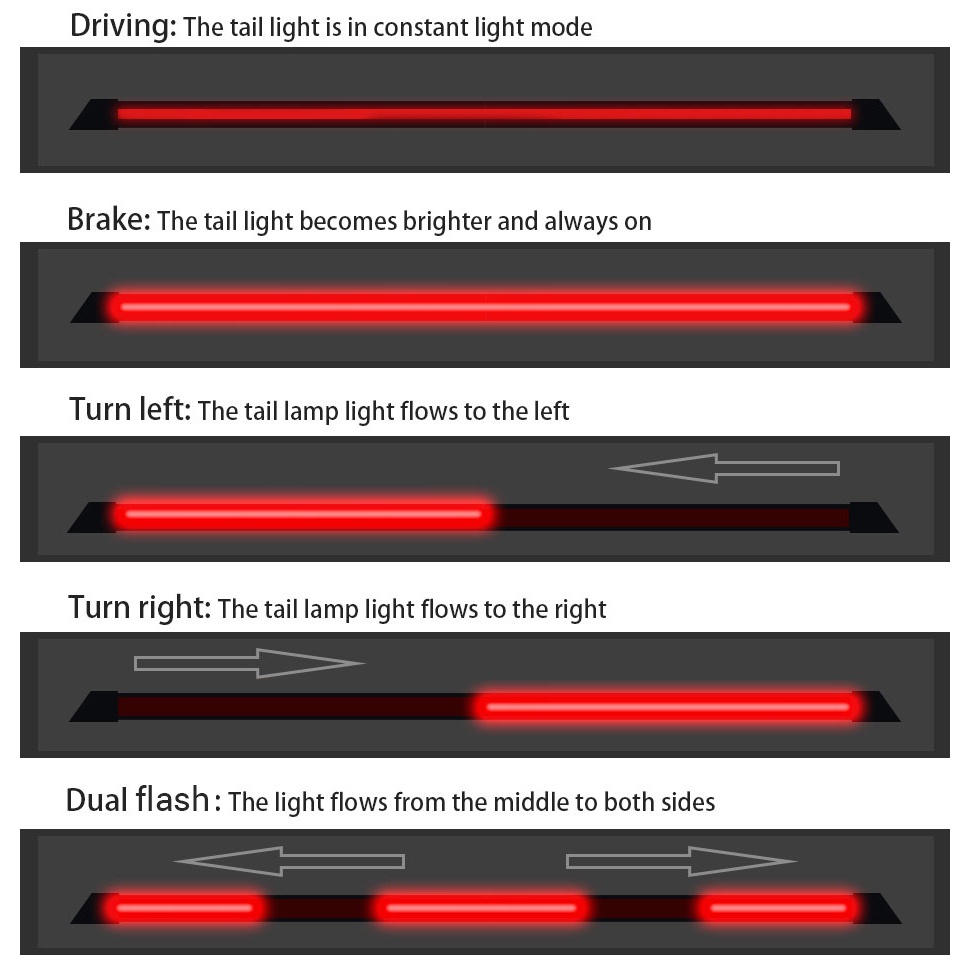 120CM Universal Carbon Fiber Multifunction Trunk Spoilers LED Light ...
