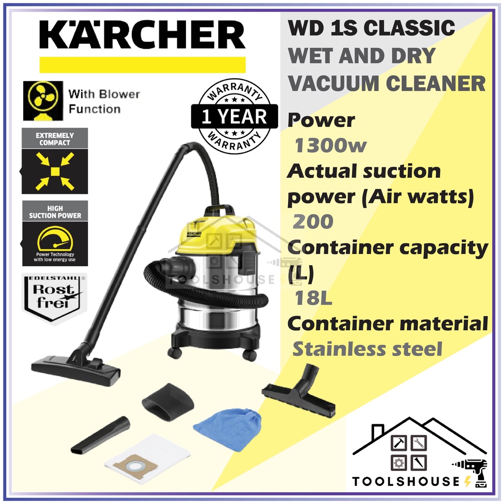 Karcher WD1S Wet & Dry Vacuum Cleaner 1300W Shopee Malaysia