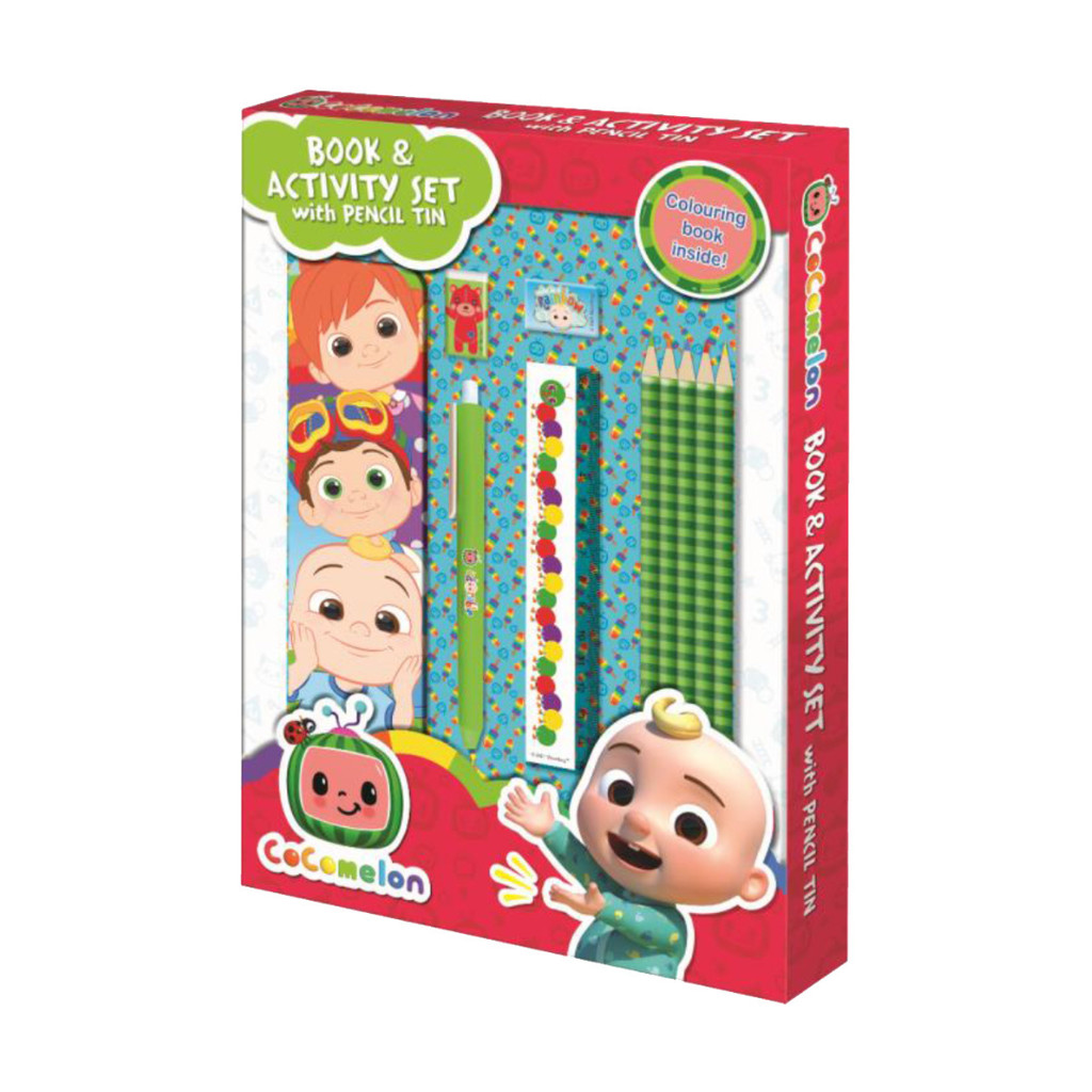 Cocomelon Colouring Book & Activity Set With Pencil Tin & Stationery ...