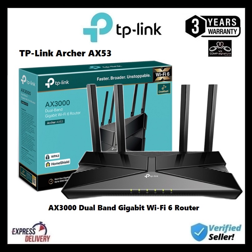 TP-Link Archer AX53 AX3000 Dual Band Gigabit Wi-Fi 6 Router High power ...