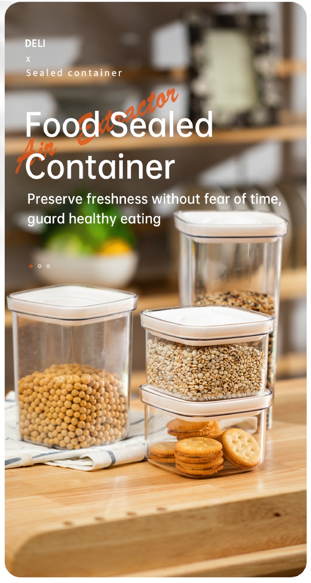 Deli Vusign Food Storage Container Kitchen Twist Lock Box Snack ...