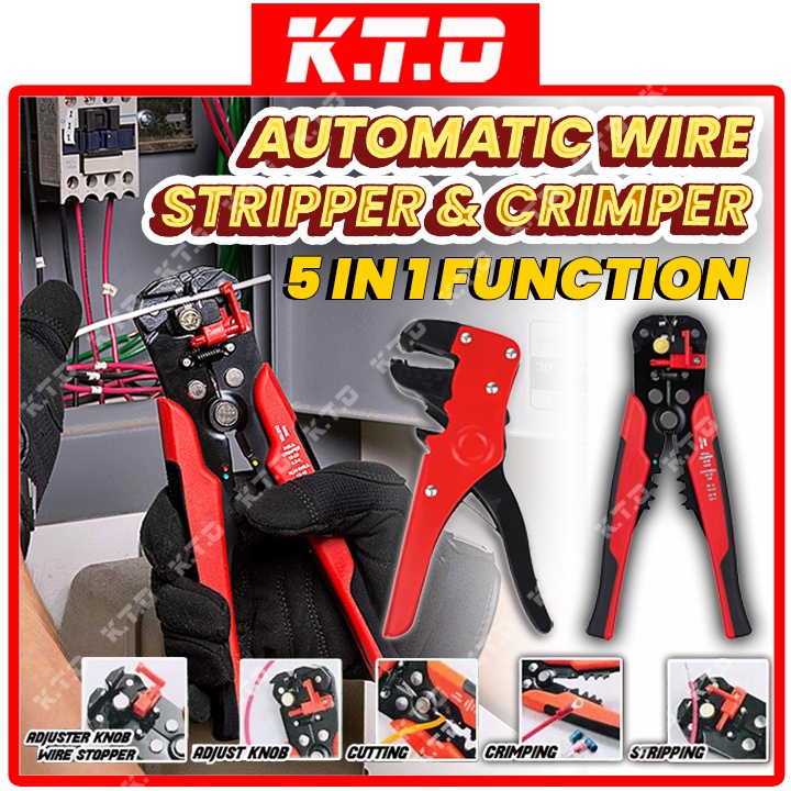 5 IN 1 Multipurpose Automatic Stripper Plier Wire Crimper Cable Cutter ...