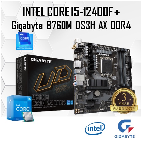 Gigabyte B760M DS3H AX DDR4 B760 LGA1700 Motherboard + Intel 12TH GEN ...