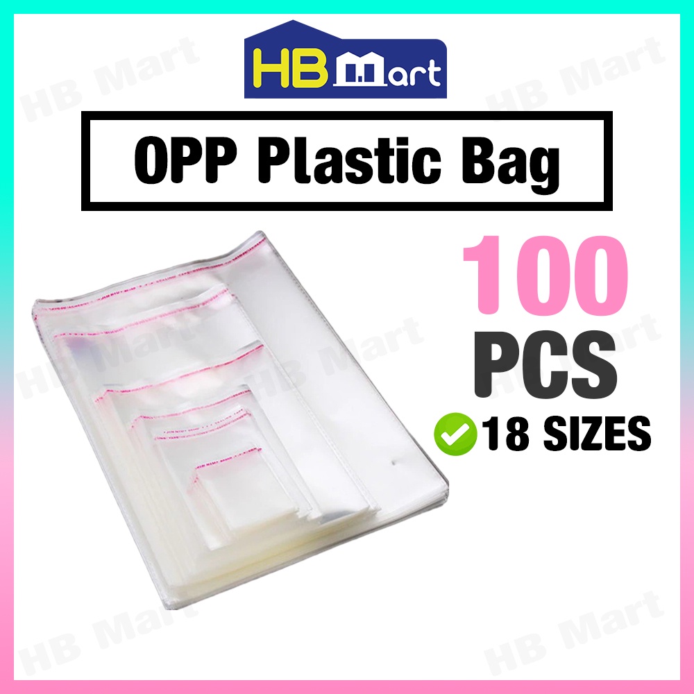 100pcs OPP Self Adhesive Plastic Bag Transparent Packing Plastik Beg ...