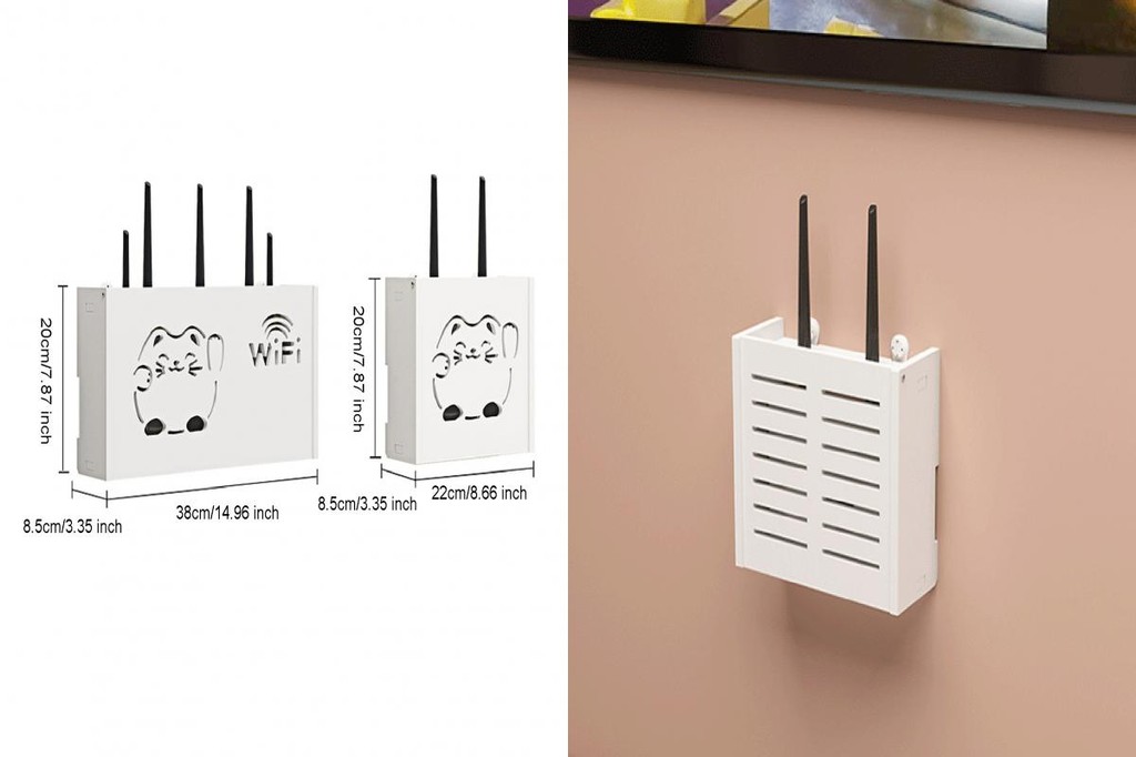 Eco-friendly Router Box Wall-mounted Router Organizer Wooden Wifi ...