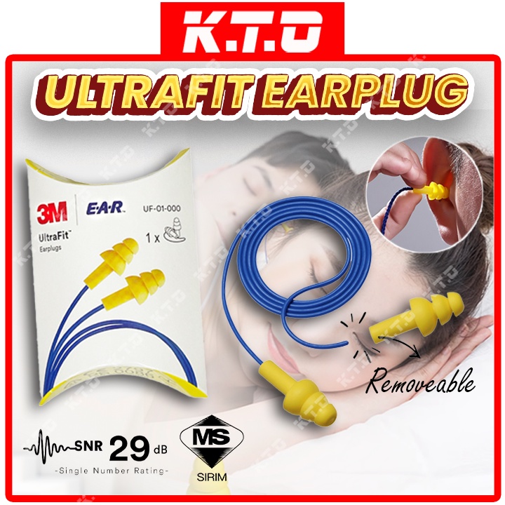 M Uf E A R Ultrafit Pvc Corded Reusable Earplugs Hearing Protection With Case Sumbat