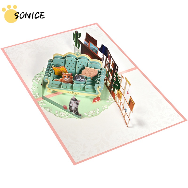 Pop Up Birthday Card Cats 3D Pop Up Greeting Card Cat Birthday Card for ...