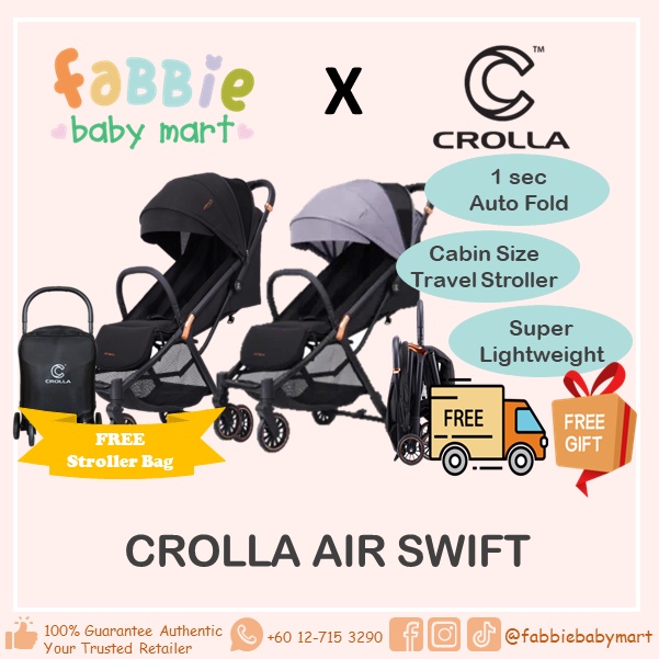 [Fabbie Baby Mart] Crolla Air Swift Stroller (FREE Stroller Bag) - Easy ...