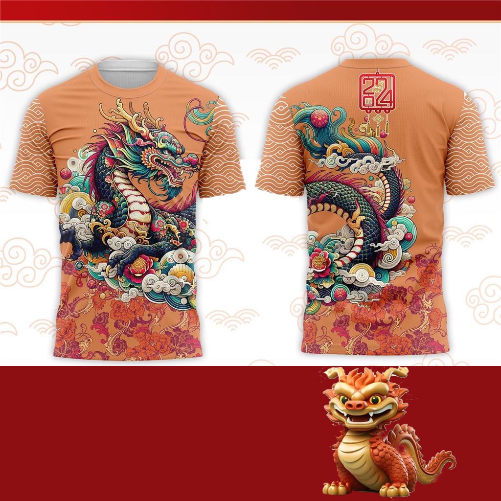 New 2024 Dragon Year Spring Festival Jersey Viral Baju Raya Full ...