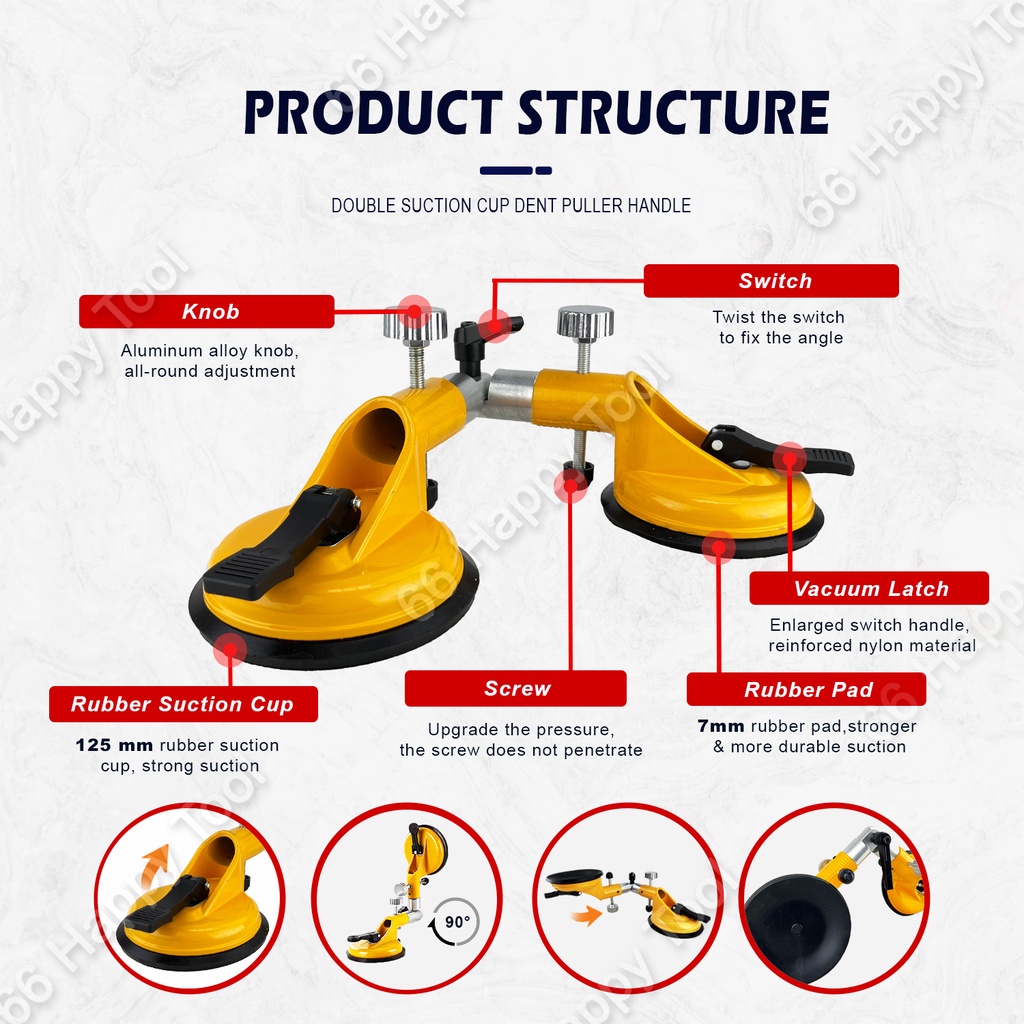 (1PC) Double Suction Cup Tile Leveler Heavy Duty 90° Aluminum ...