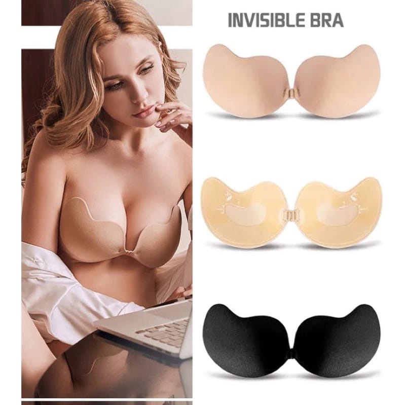 Fashion 2 Pairs Women Self Adhesive Bra Strapless Invisible Breast Lift  Tape Lace Stick U Shape Bra Pads Plus Size Stickers