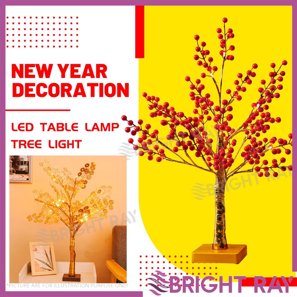 CNY 2025 60CM Money / Red Fruit LED Tree Lamp Lucky Money Tree Lamp ...