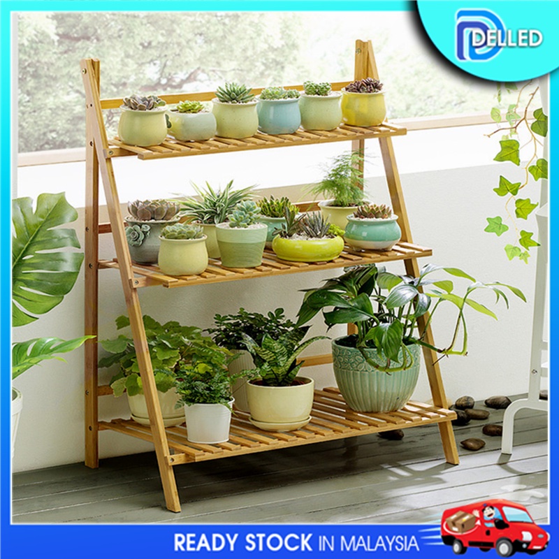 🇲🇾DELLED🇲🇾 Ready Stock Household Balcony Stand three-layer wooden ...