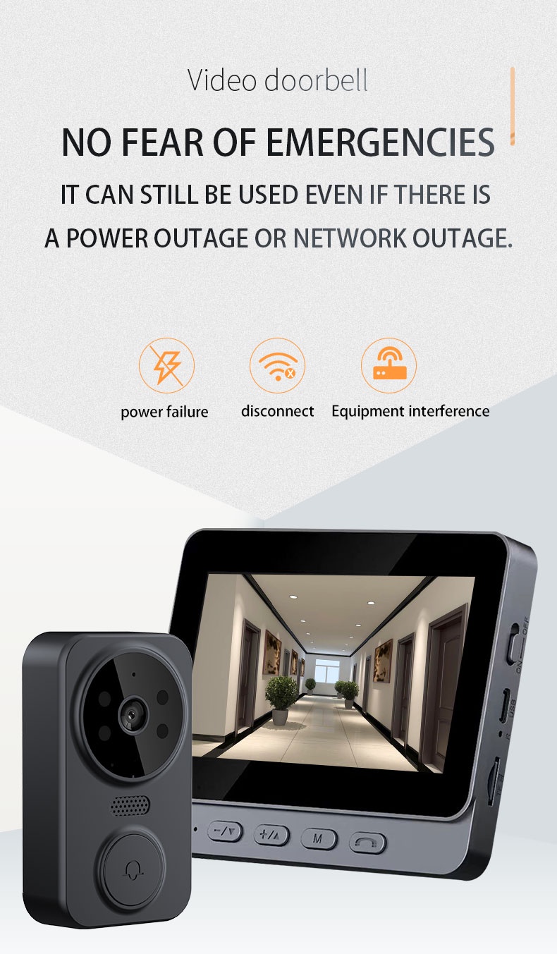 Doorbell camera with screen wireless intercom for home Infrared Night  Version Two-Way Speaking Video Door Ring Long Distance One key Connection 