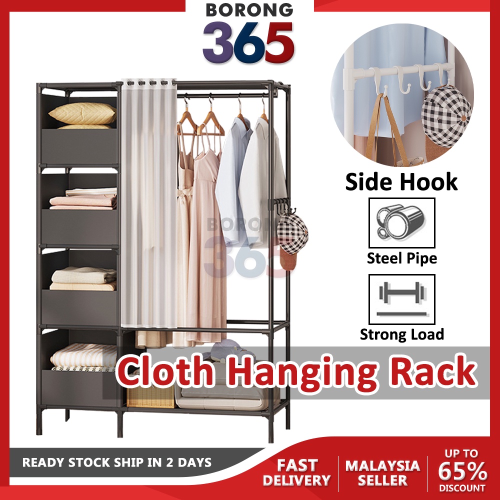 Borong365 Multifunction Clothes Hanging Rack Rak Simpanan Barang Rack ...