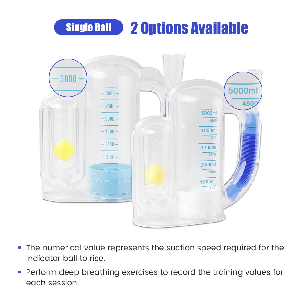 5000ml Single-Ball Breathing Trainer Lung Exerciser Incentive ...