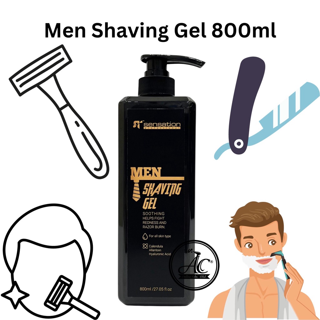 St Sensation Men Shaving Gel 800ml Shave Gel 剃须凝胶 Anti Razor Burn Anti ...