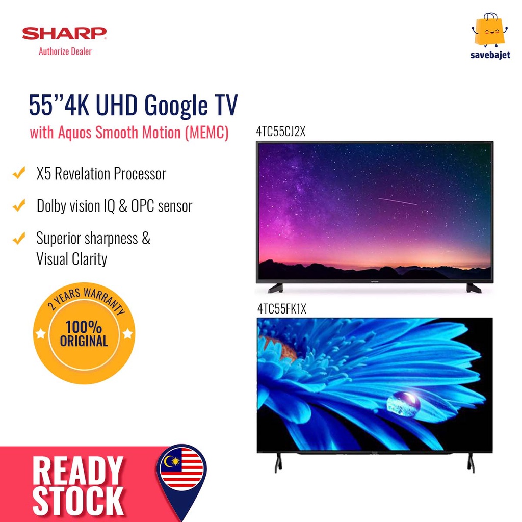 Sharp LED TV 4K Ultra HD Smart TV Netflix 4TC55CJ2X / Google TV