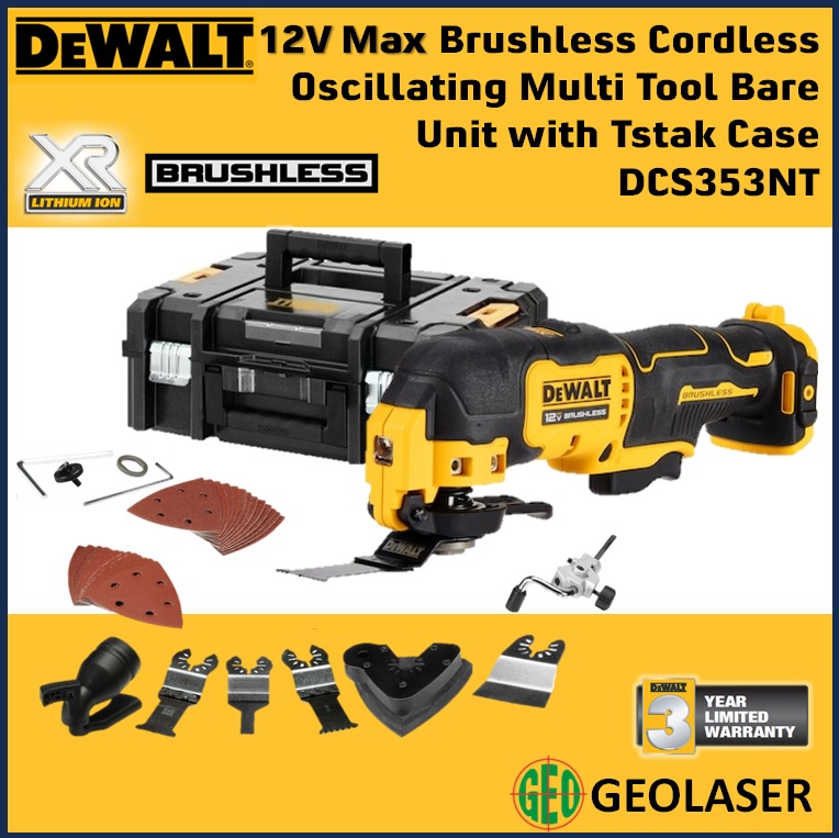 DeWALT 12V Max XR DCS353NT XJ XR Brushless Oscillating Multi Tool Bare Unit With T Stak Case 35 Pcs Accessories