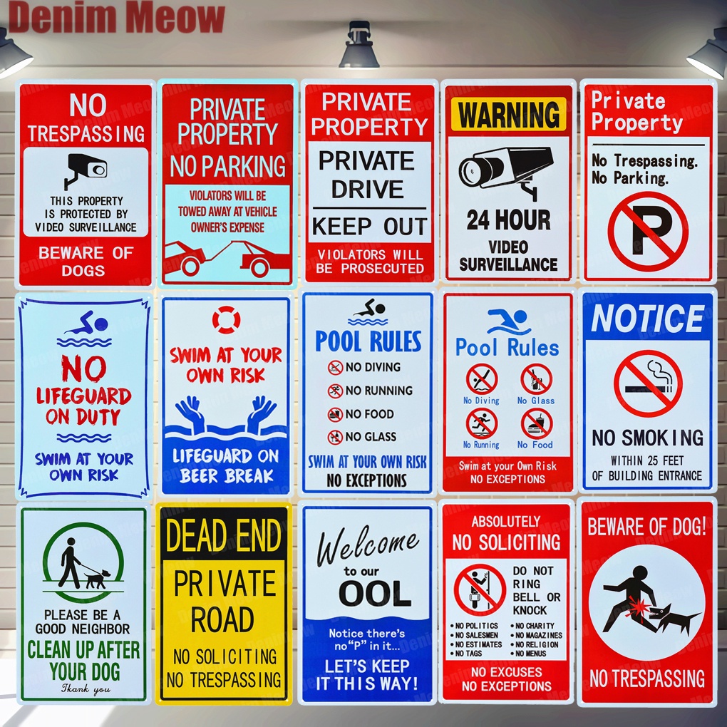 Pool Rules Signs No Diving No Running No Food No Glass Metal Tin Signs