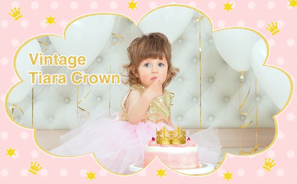 Vintage Gold Princess Mini Crown Cake Topper Decoration For Baby Shower ...