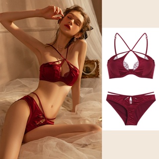 Soft Comfortable Red Lace Bra Panty Set Underwear Lingerie in