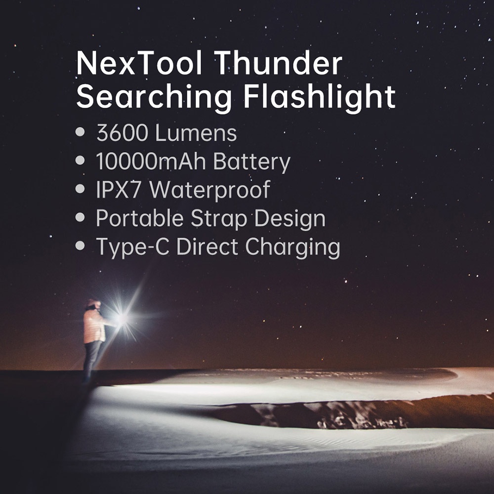Nextool Thunder Searching Flashlight Torchlight IPX7 Type C 3600lm 450m ...