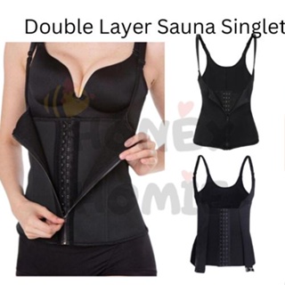 Ready Stock Double Layer Adjustable Strap Waist Trainer with Zip Corset  Girdle Body Shaper Shapewear with 3 Hook