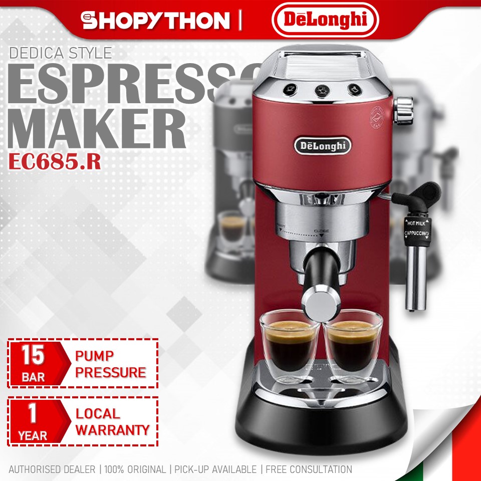 DELONGHI Dedica Style Pump Espresso EC685.R - Scarlet Red (1.1L